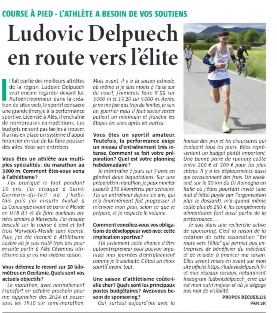 L'athlète a besoin de vos soutiens