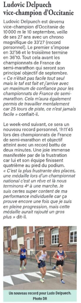 Vice-champion d'Occitanie du 10 000 m