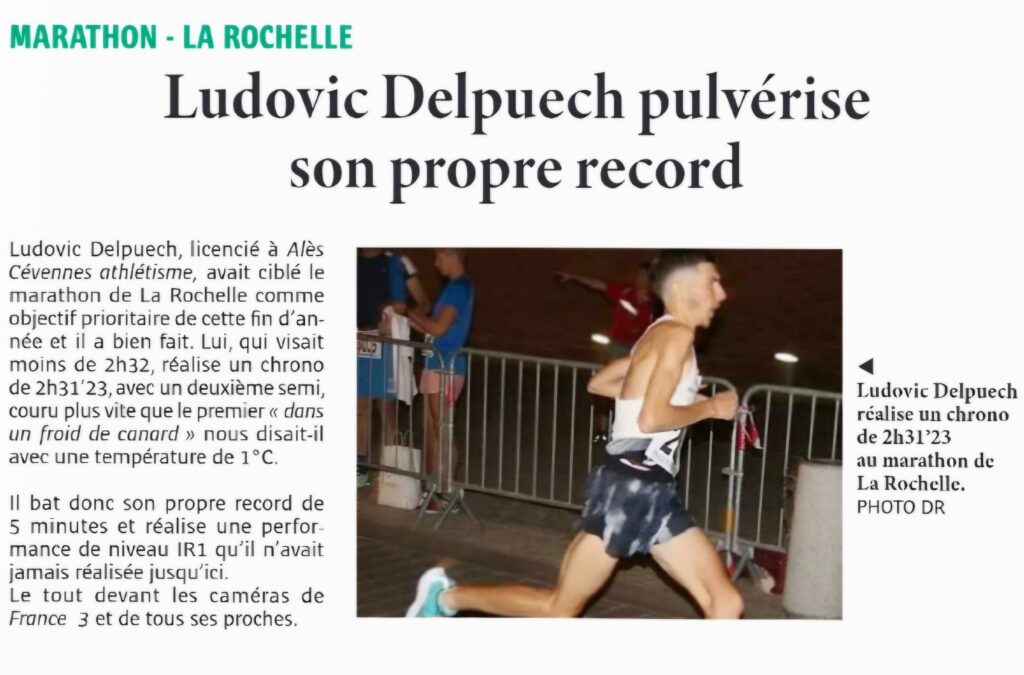 Pulvérise son record au marathon de La Rochelle
